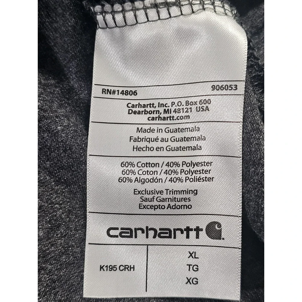 Carhartt K195 Men's XL CRH Carbon Heather Heavyweight short sleeve Losses Fit - Picture 5 of 9